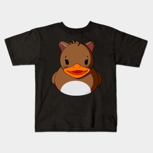 Brown Cat Rubber Duck Kids T-Shirt